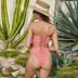 Conjunto de traje de baño con estampado de correa en la espalda hermosa con cuello en V sexy dividido de verano nuevo NSLM57074