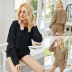 long-sleeved pullover casual and comfortable thin black wide-leg shorts set NSLM57075