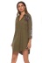 Summer new shirt skirt green pattern sleeve shirt dress NSLIB57132