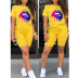 Popular color big mouth print round neck T-shirt shorts two-piece set NSYAY57087