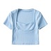 summer square neck short section slim slimming short sleeves tee NSAC57308