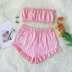 Three-Point Sexy Temptation Pink Striped Cute Pajamas Set NSYO57313