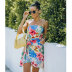 floral Print Sling Straps Irregular Dress NSJIM57367