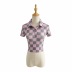 Collar Checkerboard Print Short Sleeves Polo Shirt NSAC57436