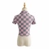 Polo de manga corta con estampado de tablero de ajedrez y cuello NSAC57436