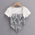 Camiseta de manga corta con costuras de cebra y dobladillo triangular NSAC57473