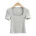 square neck short-sleeved summer new slim and thin T-shirt NSAC57512