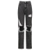 sports casual hole hollow high waist loose wide leg jeans NSRUI57557