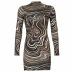 new water ripple printing hollow long-sleeved halter dress  NSRUI57567