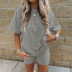 summer new style solid color loose short-sleeved T-shirt high-waist shorts sports set NSRUI57569