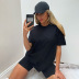 summer new style solid color loose short-sleeved T-shirt high-waist shorts sports set NSRUI57569