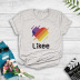 Camiseta de manga corta con estampado de texto de amor colorido creativo para mujer NSYAY57677