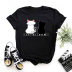 Camiseta de manga corta con estampado de alta definición de gato de dibujos animados para mujer NSYAY57674