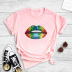 Camiseta de manga corta con estampado de labios coloridos sexy NSYAY57673