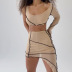 Single Sleeve Mesh Gauze Cropped Irregular Half Length Dress NSDLS57718