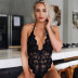 lace open back sexy V-neck see-through bottoming bodysuit NSDLS57726