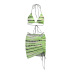 Printed Bikini Sling Drawstring Vacation Swimwear Set  NSFLY57776