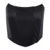 Shiny satin curved chest wrap halter back neckline slim top NSFLY57782