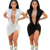 hot sale sexy solid color deep V-neck solid color nightclub dress NSMYF57843