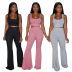 Solid Color 2 Piece Casual Home Flared Pants Set NSMYF57854