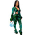 Printed Two-piece Sexy Nightclub Large Size Polyester Mesh set NSMYF57856