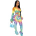 Printed Two-piece Sexy Nightclub Large Size Polyester Mesh set NSMYF57856