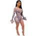 Mesh See-Through Sexy Short Flared Sleeve Jumpsuit NSMYF57857