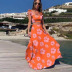 Sexy Printed Sleeveless Tops Big Swing Long Skirt2 Piece NSYIS55013