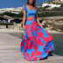Sexy Printed Sleeveless Tops Big Swing Long Skirt2 Piece NSYIS55013