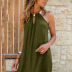hanging neck sleeveless solid color casual short dress NSYIS55014