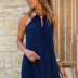 hanging neck sleeveless solid color casual short dress NSYIS55014