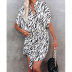 Zebra Print Short Sleeve Irregular Loose Dress NSJIM55028