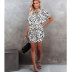 Zebra Print Short Sleeve Irregular Loose Dress NSJIM55028