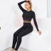 Color Contrast Stitching Long-Sleeved Stretch Hip-Lifting Set NSJYF57905