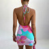 tie-dye printing halterneck sexy backless slim dress NSZH57914