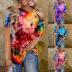 tie-dye printed short-sleeved strapless sexy loose T-shirt NSZH57916