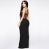 summer solid color strapless halter casual one-neck mid-length slim dress NSJYF57945