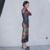Sexy Color Contrast Print Long-Sleeved Mid-Length Dress NSJYF57964