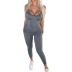 new casual solid color sling low-cut sleeveless slim jumpsuit NSJYF57965