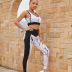 rose print hit color stitching buttocks leggings two-piece yoga set NSJYF57990