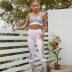 printing sports yoga elastic hip lifting leggings two-piece set NSJYF57993