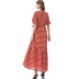 retro temperament short-sleeved floral long dress  NSLIB58323