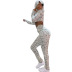 new fall hooded long-sleeved print bottoming pants yoga clothing set NSJYF58015