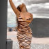 printing sling V-neck leopard print pullover bag hip dress NSJYF58025