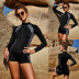 Summer long-sleeved zipper conservative cover belly one-piece swimsuit NSLM58122