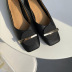 Soft leather spring and autumn new square toe low-heel shoes NSHU58272