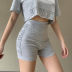 Casual Letter Embroidered Loose Top & Shorts Set NSFLY58309