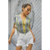 new trend color line chest strap hollow rib short-sleeved jumpsuit NSYIS58400