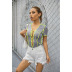 new trend color line chest strap hollow rib short-sleeved jumpsuit NSYIS58400