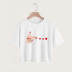 Creative Finger Love Print Casual Short Sleeve Split Short T-Shirt NSYAY58402
